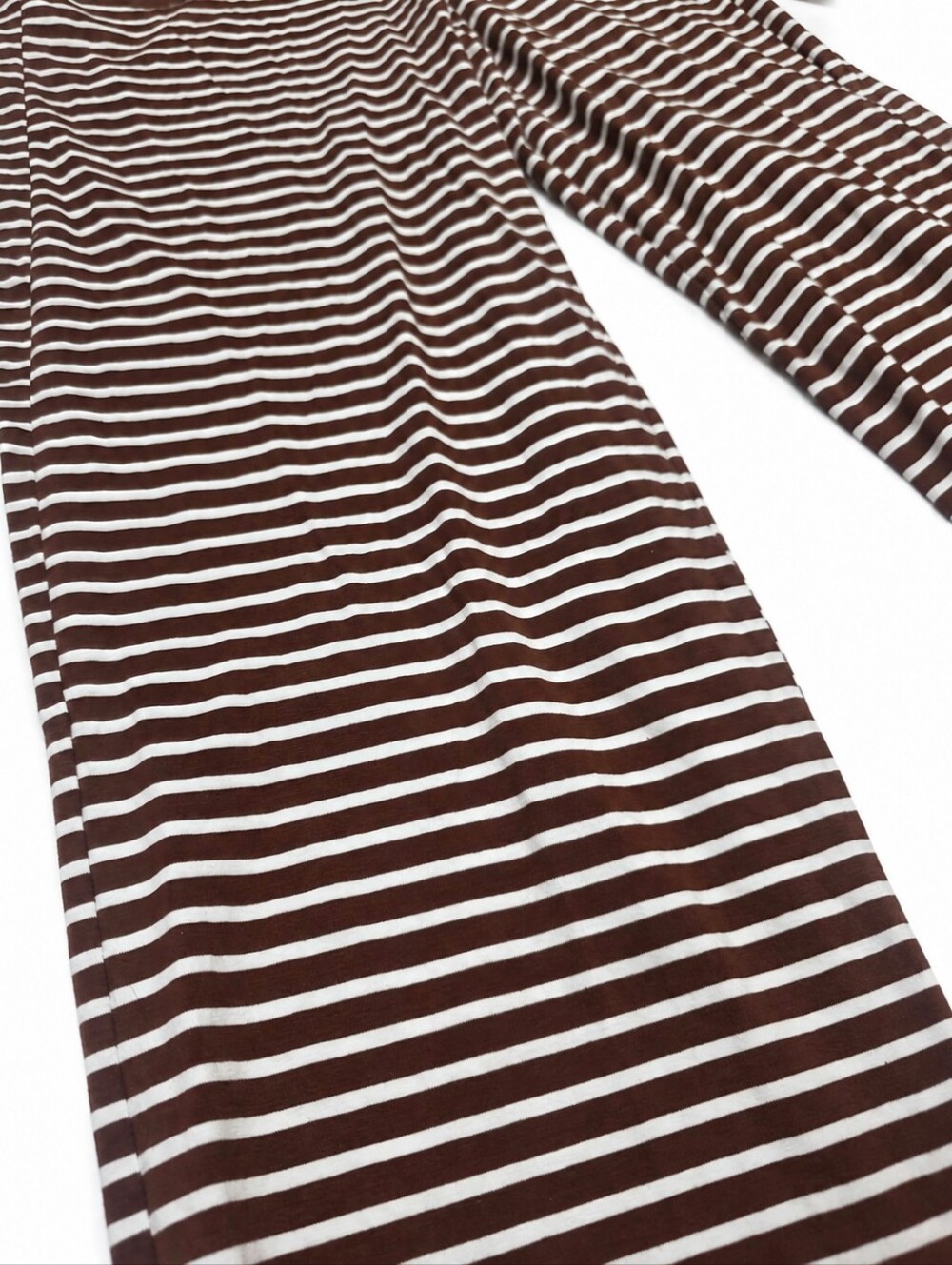 Tankaneo Brown White Striped 2 Piece Tube Top Wide Leg Pants Set Medium NWT - Picture 6 of 10
